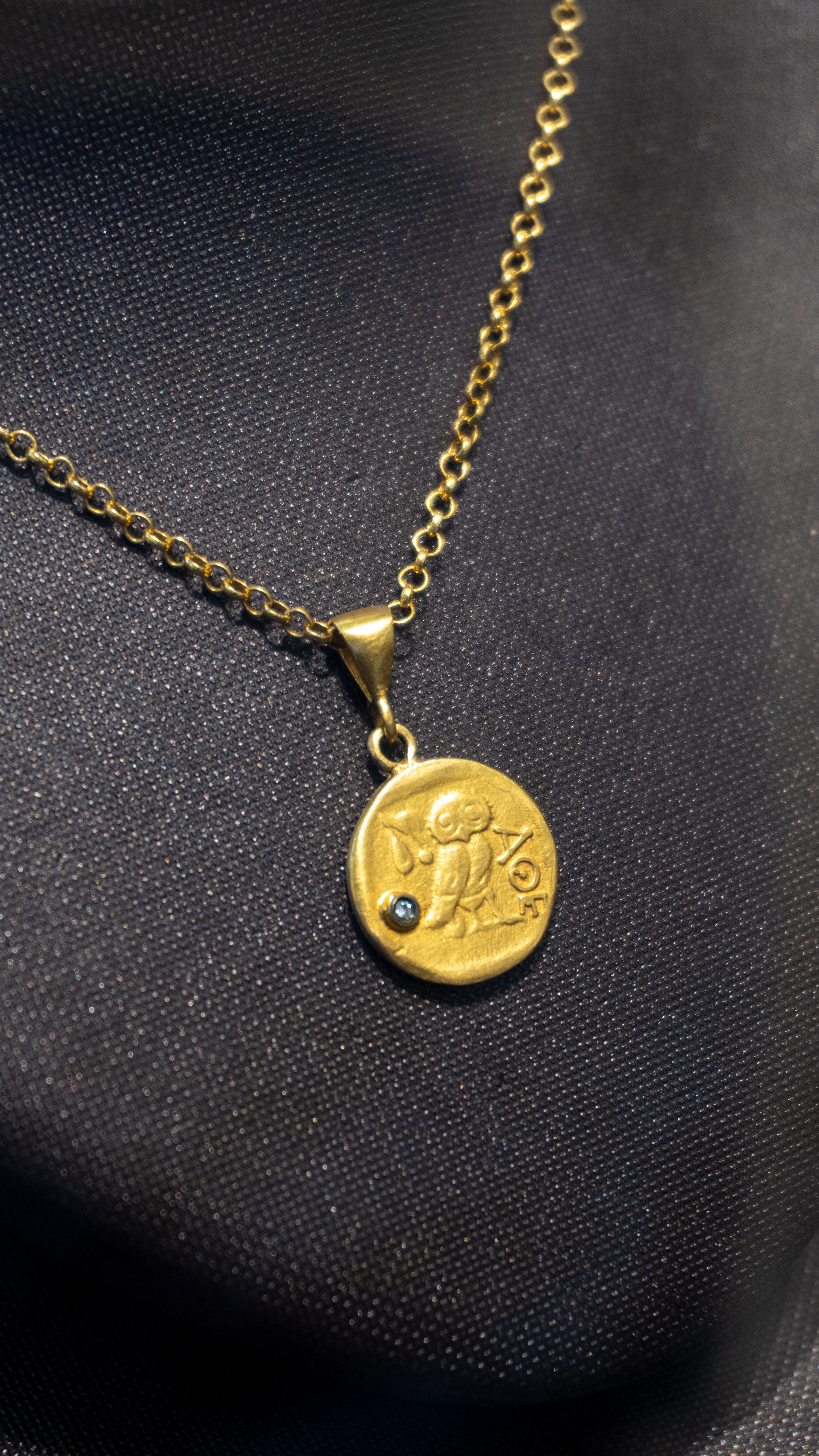 Owl Coin Medallion Pendant Necklace