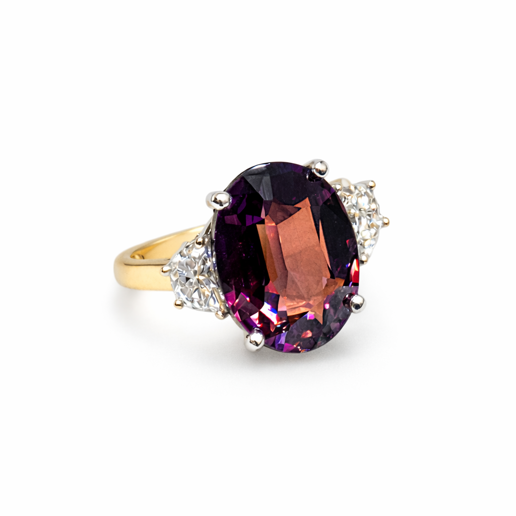 Oval Alexandrite Three-Stone Ring